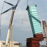 Монтаж ствола копра массой 100т. Совместная работа кранов АС 500-1 и МКГС-100