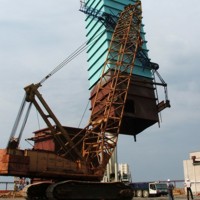 Монтаж ствола копра массой 100т. Совместная работа кранов АС 500-1 и МКГС-100